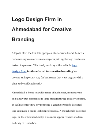 Logo Design Firm in Ahmedabad for Creative Branding
