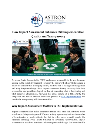 How Impact Assessment Enhances CSR Implementation Quality and Transparency
