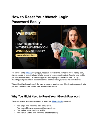 How to Reset Your 99exch Login Password Easily