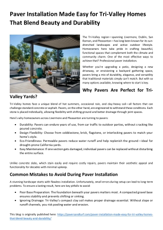 Paver Installation Made Easy for Tri-Valley Homes That Blend Beauty and Durabili