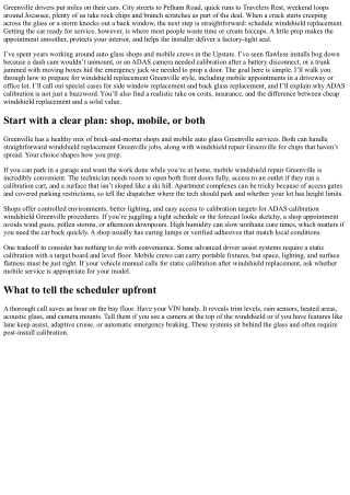 Windshield Replacement Greenville: How to Prep Your Car for Service