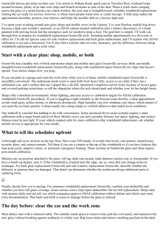 Windshield Replacement Greenville: How to Prep Your Car for Service