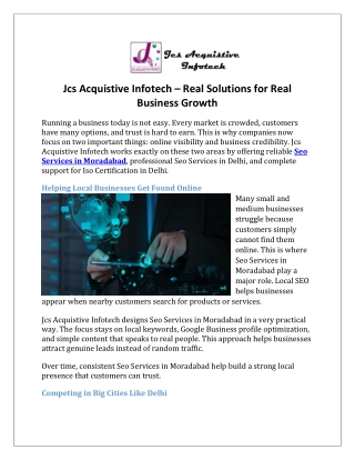 Jcs Acquistive Infotech – Real Solutions for Real Business Growth