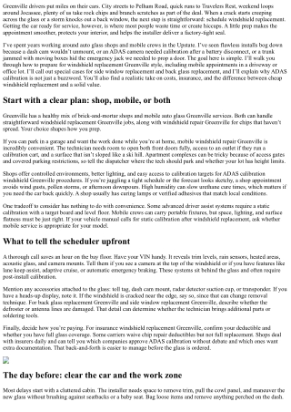 Windshield Replacement Greenville: How to Prep Your Car for Service