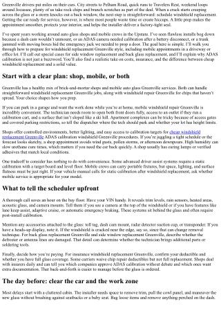 Windshield Replacement Greenville: How to Prep Your Car for Service