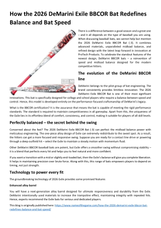 How the 2026 DeMarini Exile BBCOR bat redefines Balance and Bat Speed