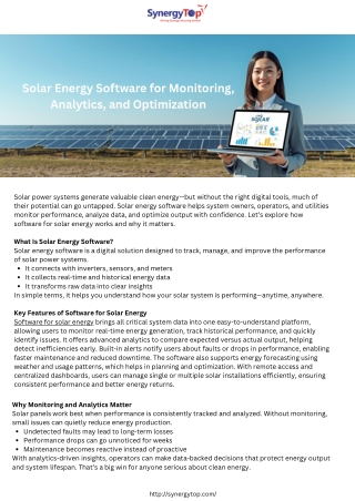 SynergyTop’s software for solar energy built to improve efficiency and insights