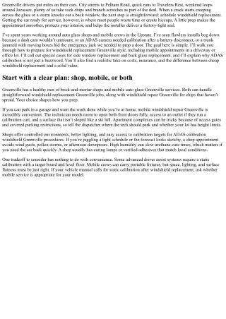 Windshield Replacement Greenville: How to Prep Your Car for Service