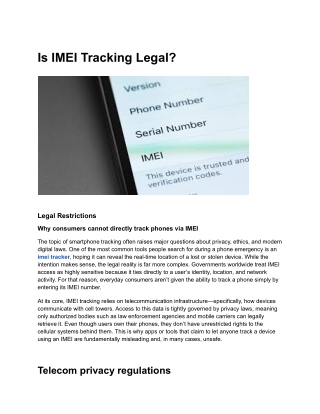 Is IMEI Tracking Legal