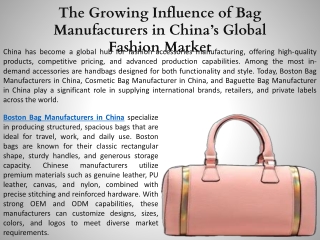 The Growing Influence of Bag Manufacturers in China’s Global Fashion Market