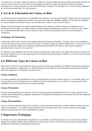 Créations Artisanales : Les Plus Belles Caisses de Vin en bois