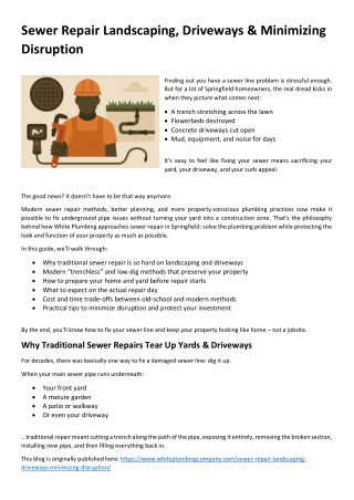 Sewer Repair: Landscaping, Driveways & Minimizing Disruption