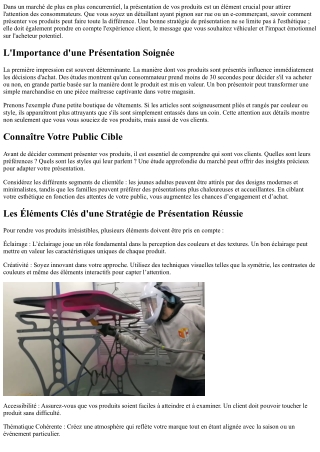 Rendre Vos Produits Irrésistibles Avec Un BON STRATEGIE DE PRESENTATION!