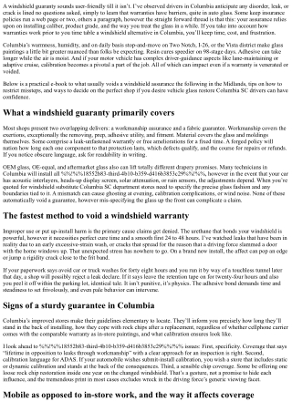 Windshield Replacement Columbia SC: What Voids a Warranty?