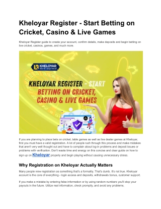Kheloyar Register - Start Betting on Cricket, Casino & Live Games