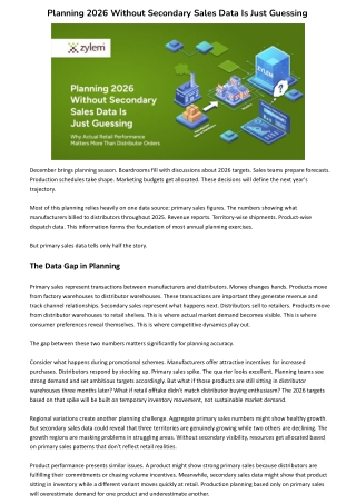 Planning 2026 Without Secondary Sales Data Is Just Guessing