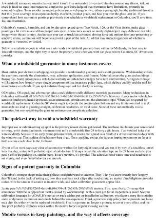 Windshield Replacement Columbia SC: What Voids a Warranty?