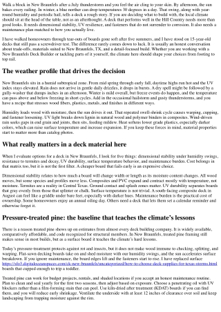 How Does the Weather In New Braunfels, Texas, Affect Your Deck Material Choice?