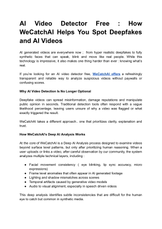 AI Video Detector Free _ How WeCatchAI Helps You Spot Deepfakes and AI Videos