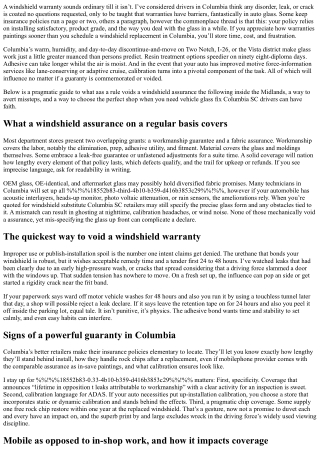 Windshield Replacement Columbia SC: What Voids a Warranty?