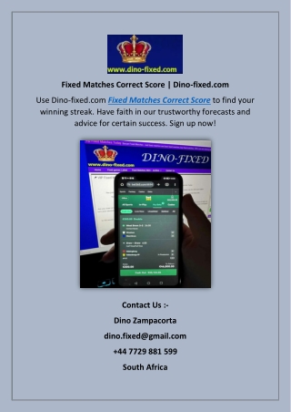 Leaked Fixed Matches | Dino-fixed.com