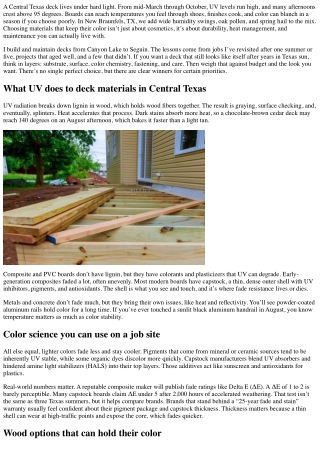 How to Choose Deck Elements for Texas Suns that Can Fade.