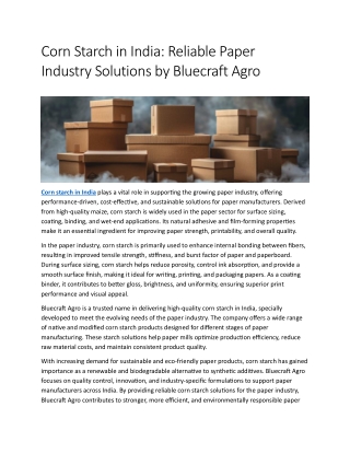 Corn Starch in India - Bluecraft agro