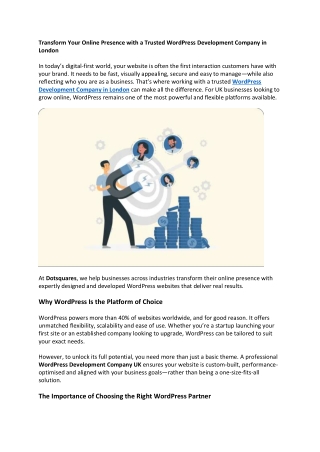 Transform Your Online Presence with a Trusted WordPress Development Company in London