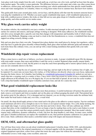 Full-Service Auto Glass in Columbia: Windshields, Side Windows, and More