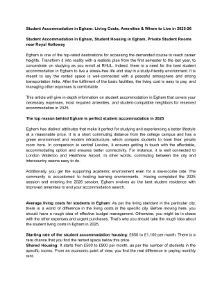 Get Best Student Accommodation in Egham at Best Cost