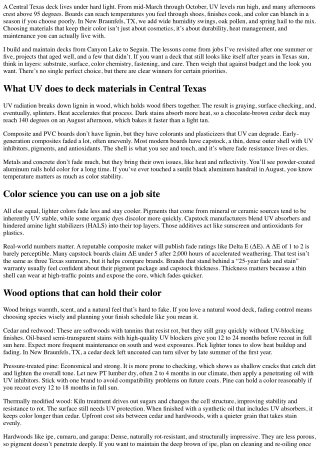 How to Choose Deck Substances for Texas Suns that Can Fade.