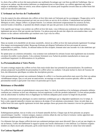 Pourquoi Acheter un Coffret Boisé fait Main ? Les Avantages !