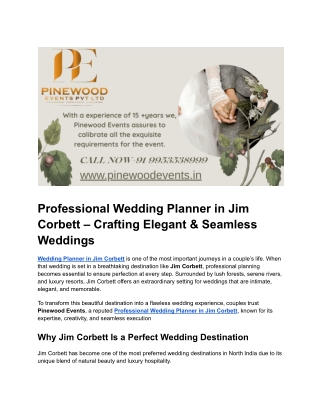 Professional Wedding Planner in Jim Corbett | Luxury & Destination Weddings