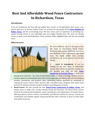 Best And Affordable Wood Fence Contractors In Richardson, Texas