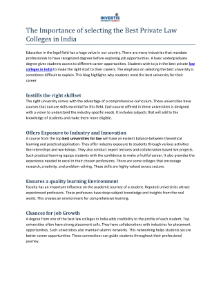 The Importance of selecting the Best private Law Colleges in India