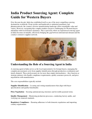 Certified Sourcing Agent in India — Quality Check, Negotiation, Logistics