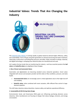 Industrial Valves Trends That Are Changing the Industry
