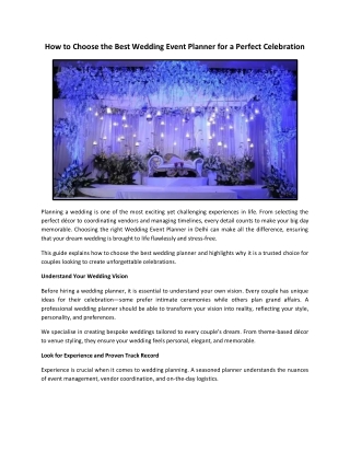 How to Choose the Best Wedding Event Planner for a Perfect Celebration