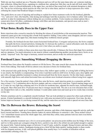 Botox for the Upper Face: Forehead, 11s, and Crow’s Feet