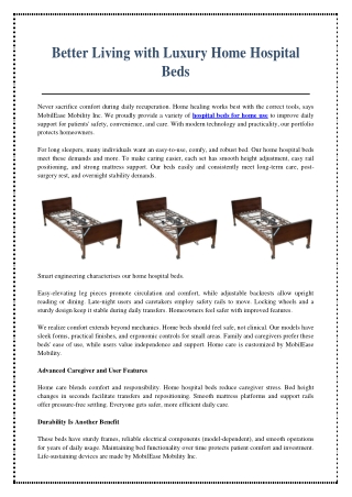 Better Living with Luxury Home Hospital Beds