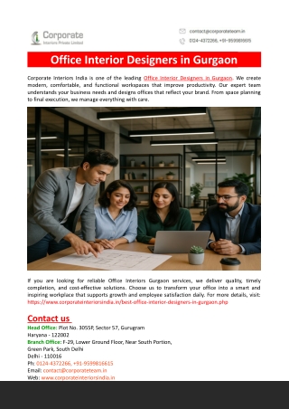 Office Interior Designers in Gurgaon