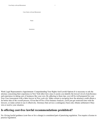 Walnut Creek Employment Legal Representatives Cost-free Instance Analysis