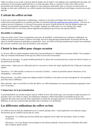 Une touche personnelle pour chaque occasion avec le bon coffert!