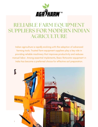 Reliable Farm Equipment Suppliers for Modern Indian Agriculture