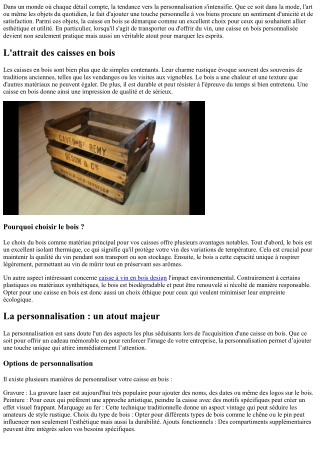 Démarquez-vous avec une caisse bois personnalisée.