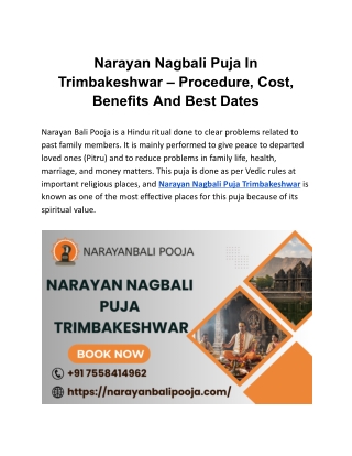 Narayan Nagbali Puja In Trimbakeshwar – Procedure, Cost, Benefits And Best Dates