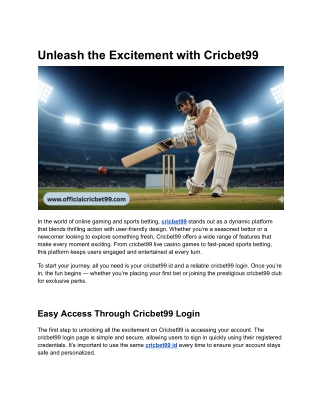 Unleash the Excitement with Cricbet99 (2)