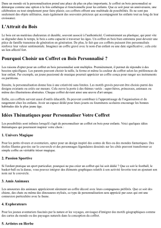 Coffrets en Bois Personnalisés pour les Enfants : Idées Créatives