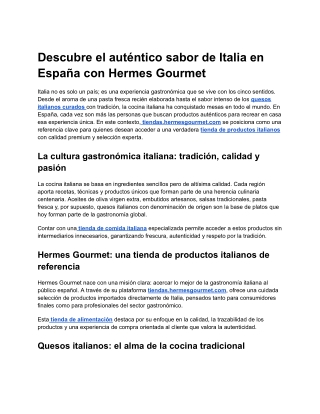 Descubre el auténtico sabor de Italia en España con Hermes Gourmet