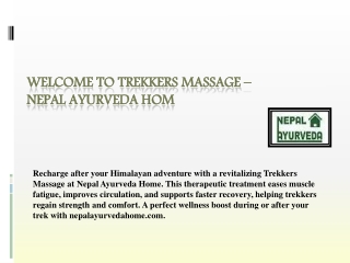 Trekkers Massage – Nepal Ayurveda Home